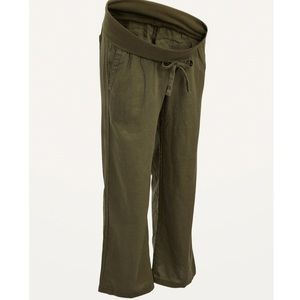 Old Navy MATERNITY Linen Pants, Forest Green, Size L